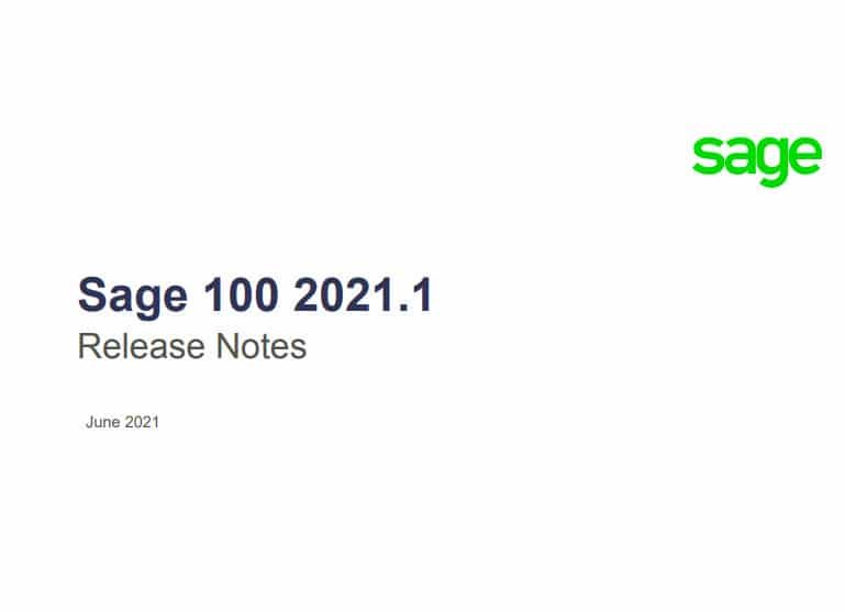 Sage 100 Release Notes